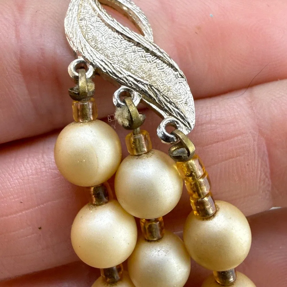 Vintage Layered Necklace Gold Tone Beaded 15